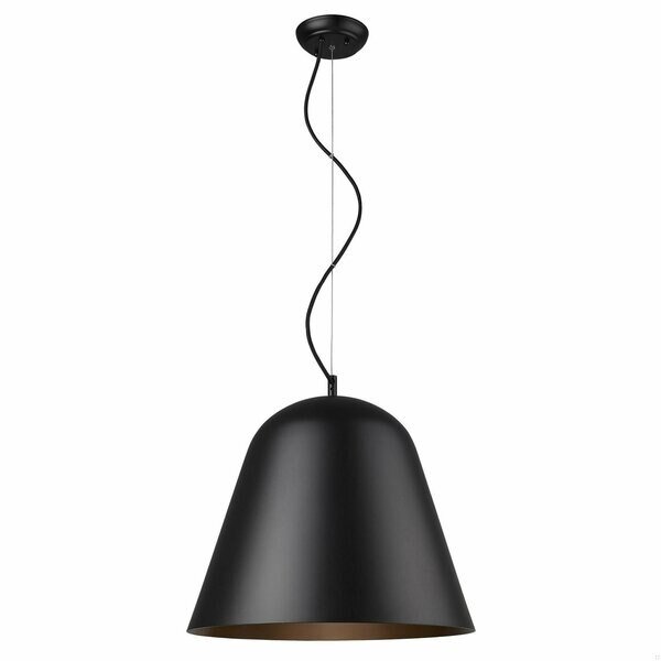 15 x 18 x 18 in. Knell 1-Light Matte Black Pendant, Homeroots, Mfr#: 398289
